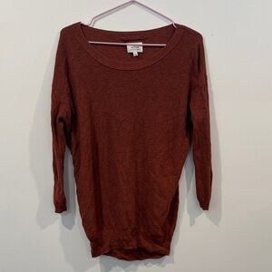 Aritzia Wilfred Silk Cashmere Blend Sweater |Rust Brown Lightweight Knit Top